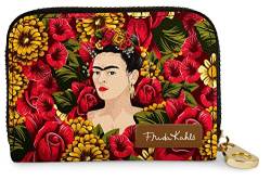 Monarque RFID-sichere gepanzerte Geldbörse mit Reißverschluss, Frida Kahlo Rosenporträt, Geldbörse mit Reißverschluss von Monarque