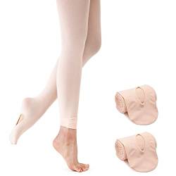 Monbessi Ballettstrumpfhose Mädchen 90D Strumpfhose Ballett Mädchen Ballett Strumpfhose Damen Tanzstrumpfhose für Kinder und Damen (L, Ballett Rosa-2 Paar) von Monbessi