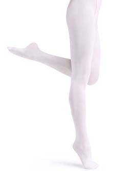 Monbessi Ballettstrumpfhose Mädchen 90D Strumpfhose Ballett Mädchen Ballett Strumpfhose Damen Tanzstrumpfhose für Kinder und Damen (L, Weiß) von Monbessi