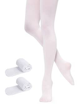 Monbessi Ballettstrumpfhose Mädchen 90D Strumpfhose Ballett Mädchen Ballett Strumpfhose Damen Tanzstrumpfhose für Kinder und Damen (M, Weiß-2 Paar) von Monbessi