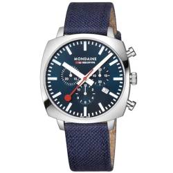 Mondaine Herren Analog Schweizer Quarzwerk Uhr mit Textil aus recycelten PET Flaschen Armband MSL.41440.LD.Set von Mondaine