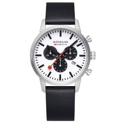 Mondaine MSD.41410.LBV Herrenuhr Chronograph Weiß/Schwarz 41 mm von Mondaine