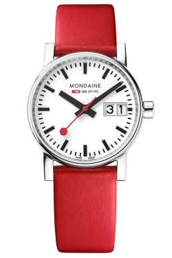 Mondaine MSE.30210.LCV Damen-Armbanduhr evo2 Großdatum Rot 30 mm von Mondaine