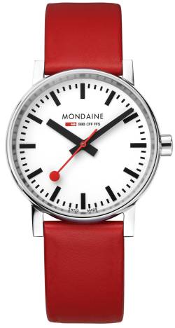 Mondaine MSE.35110.LCV Unisex Armbanduhr evo2 Rot 35 mm von Mondaine