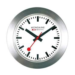 Mondaine - Tischwecker - Tischuhr - Reiseuhr - A660.30318.81SBB 50mm - Bahnhofsuhr Tischuhr mit rotem Sekundenzeiger aus Aluminium staubbeständig - Hergestellt in der Schweiz von Mondaine