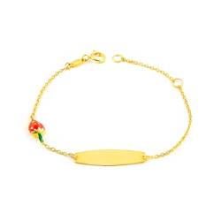 9K Gelbgold personalisierte Kinder armband Emaille armband Rot Grün Glanz 14 cm - Geschenkbox - Garantiezertifikat - Mondepetit von Monde Petit