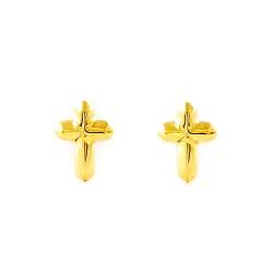 Damen & Kinder Kreuz Glanz Ohrringe Gelbgold 9K - Geschenkbox - Garantiezertifikat - Mondepetit von Monde Petit