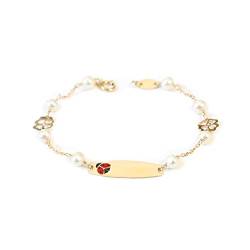 Monde Petit G1227PU - 18ct Yellow Gold Children's ladybird and pearl Bracelet - Geschenkbox - Garantiezertifikat von Monde Petit