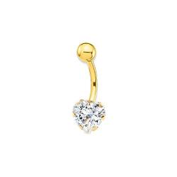 Monde Petit Piercing für Nabel Herz Zirkon - Gelbgold 18 Karat (750) - Geschenkbox - Garantiezertifikat von Monde Petit