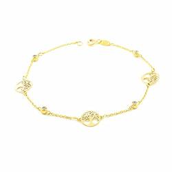 Mondepetit - 9K Gelbgold Damen Mädchen Armband Lebensbaum Zirkonia Glanz 18 cm - Geschenkbox - Garantiezertifikat von Monde Petit