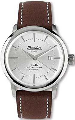 Mondia Italy 1946 Automatic Herren Uhr analog Automatik mit Leder Armband MI723-1CP von Mondia