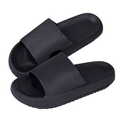 MoneRffi Badelatschen Damen Badeschuhe Herren-Badeschlappen Hausschuhe Damen, Cozislides Airfoot Wolken Wolkenschuhe Rutschfeste Pantoletten, Cozy Slides Schlappen(schwarz,40/41 EU) von MoneRffi