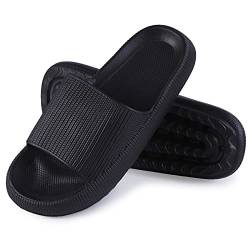 MoneRffi Badeschlappen Damen Herren Sandalen Sommer Unisex Badeschuhe Home Slippers Badelatschen Gartenschuhe rutschfest Pantoffeln Indoor Hausschuhe cloudyzz Schlappen (Schwarz,44/45 EU) von MoneRffi