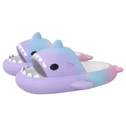 MoneRffi Cloud Shark Sildes Damen Shark Slippers Sommer Hai Hausschuhe Schuhe Rutschfeste Gradient Lustig Haifisch Schlappen Slippers Herren Shark Strand Open Toe Slides(Lila blaues，38/39) von MoneRffi