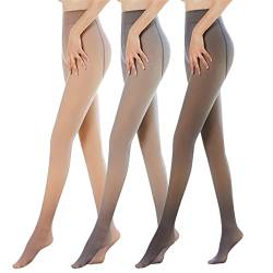 MoneRffi Damen Winterleggings Thermo Strumpfhose, Winter Thermostrumpfhosen Gefütterte Leggings, Fleece Gefälschte Durchscheinend Dicke Pantyhose, Warme Plüschstrümpfe Tights Winterstrumpfhose von MoneRffi