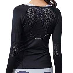 MoneRffi Funktionsshirt Damen Laufshirt Langarm Sportshirt Sport Training Schnell Trocken Sweatshirts mit Daumenlöche Atmungsaktive Running Longsleeve Sporttop Sportoberteile(Schwarz，XL) von MoneRffi