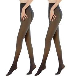 MoneRffi Thermo Strumpfhose Damen Winter,Thermostrumpfhosen Gefütterte Strumpfhose mit Fleece,Durchscheinend Warme Plüschstrümpfe Pantyhose Leggings(2Pcs Schwarz Durchsichtig,300g,XXL) von MoneRffi