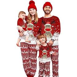 MoneRffi Weihnachten Familie Pyjama Set, Passender Weihnachtspyjama Paare Familien-Schlafanzug, Christmas Nachtwäsche Lang Outfit Winter Damen Herren Kinder Family Schlafanzügeset (29 Herren) von MoneRffi