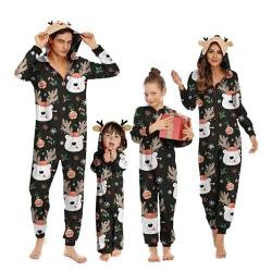 MoneRffi Weihnachten Familie Pyjama Set, Passender Weihnachtspyjama Paare Familien-Schlafanzug, Christmas Nachtwäsche Lang Outfit Winter Damen Herren Kinder Family Schlafanzügeset (34 Damen) von MoneRffi