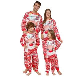 MoneRffi Weihnachten Familie Pyjama Set, Passender Weihnachtspyjama Paare Familien-Schlafanzug, Christmas Nachtwäsche Lang Outfit Winter Damen Herren Kinder Family Schlafanzügeset (48 Herren) von MoneRffi