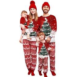 MoneRffi Weihnachten Familie Pyjama Set, Passender Weihnachtspyjama Paare Familien-Schlafanzug, Christmas Nachtwäsche Lang Outfit Winter Damen Herren Kinder Hausanzug Family Schlafanzügeset 11,Kinder von MoneRffi