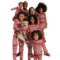 MoneRffi Weihnachts Pyjama Familie Set, Matching Christmas Pyjama Couples Set,Weihnachtspyjama Familie Outfit Weihnachten Schlafanzug für Damen Herren Kinder(Christmas-39,Hund,XL) von MoneRffi
