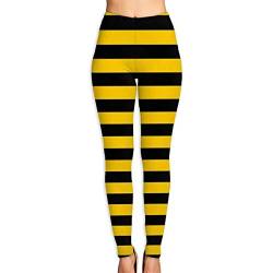 Monicago Sportswear-Strumpfhosen & Leggings für Damen, Yellow and Black Stripe Women's Yoga Pants High-Waist for Yoga, Running, Fitness von Monicago