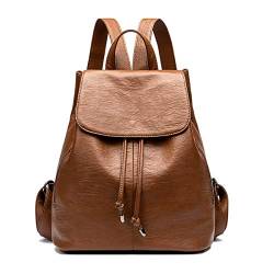 Monitika Rucksackhandtaschen Damen Modischer Leder Wasserdicht Reise rucksack Braun von Monitika