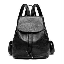 Monitika Rucksackhandtaschen Damen Modischer Leder Wasserdicht Reise rucksack Schwarz von Monitika