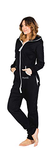 Moniz Damen Jumpsuit, Onesie, Overall (schwarz, XL) von Moniz