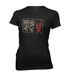 Damen T-Shirt Lady Fit Heavy Metal Pommesgabel Rock Musik Fan, Farbe:Schwarz, Größe:M von Monkey Print