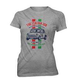 Damen T-Shirt Lady Fit Italien Job Mini Gängster Auto Film, Farbe:Graumeliert, Größe:S von Monkey Print