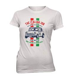Damen T-Shirt Lady Fit Italien Job Mini Gängster Auto Film, Farbe:Weiß, Größe:XXL von Monkey Print