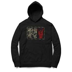 Herren Hoodie Kapuzenpullover Heavy Metal Pommesgabel Rock Musik Fan, Farbe:Schwarz, Größe:4XL von Monkey Print