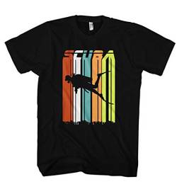 Herren T-Shirt Scuba Retro Taucher Unterwasser Sport, Farbe:Schwarz, Größe:XL von Monkey Print