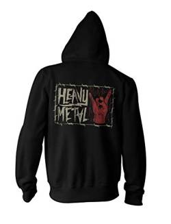 Herren Zipper Hoodie Heavy Metal Pommesgabel Rock Musik Fan, Farbe:Schwarz, Größe:XL von Monkey Print