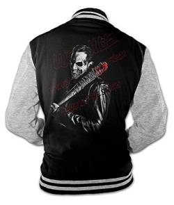 Monkey Print Herren College Jacke Negan Skull Saviors Walking Zombie Dead Lucille Baseballjacke von Monkey Print