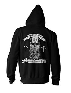 Monkey Print Herren Zipper Hoodie MAD Viking Valhalla Thor Odin Wotan, Farbe:Schwarz, Größe:XL von Monkey Print