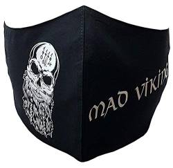 Mund- Nasen- Maske Mad Viking Mundschutz Odin Wotan Thor, Farbe:Schwarz von Monkey Print