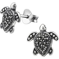 Monkimau Paar Ohrstecker Schildkröte Ohrringe aus 925 Silber (Packung), mit Kristallen von Monkimau