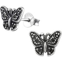 Monkimau Paar Ohrstecker Schmetterling Ohrringe Silber Damen Ohrstecker (Packung), mit Kristallen von Monkimau