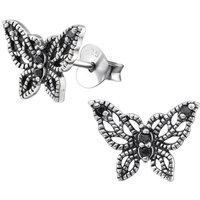 Monkimau Paar Ohrstecker Schmetterling Ohrringe Silber Damen Ohrstecker (Packung), mit Kristallen von Monkimau