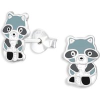 Monkimau Paar Ohrstecker Waschbär Kinder Ohrringe 925 Silber Ohrstecker (Packung) von Monkimau