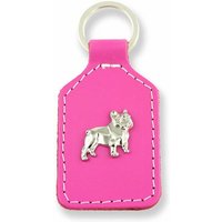 Monkimau Schlüsselanhänger Französische Bulldoggen Schlüsselanhänger aus Leder pink (Packung) von Monkimau