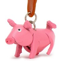 Monkimau Schlüsselanhänger Schwein Schlüsselanhänger Leder Tier Figur (Packung) von Monkimau
