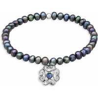 Monkimau Silberarmband Vintage Blume Armband Damen mit Süßwasser Perlen (Packung) von Monkimau