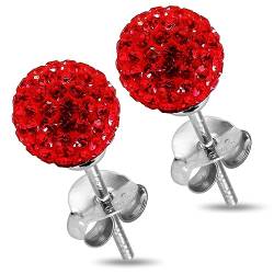 10 MM Multi rote Kristall Stein Kugel 925 Sterling Silber Stud Ohrring Schmuck von Monster Piercing