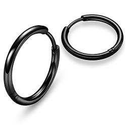 Creolen, eloxiert, 316L-Chirurgenstahl, 316L-Scharnier, 2,0 mm – 14 mm, Schwarz, Legierter Stahl, Kein Stein von Monster Piercing