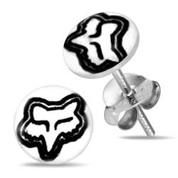 Monster Piercing Fox Gesicht auf weißem Hintergrund Logo Bild 925 Sterling Silber Ohrstecker von Monster Piercing