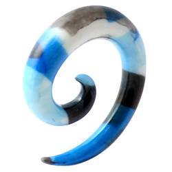 Monster Piercing | Ohrpiercing Dehnungsspirale Dehnungsschnecke Expander Spirale - Tunnel Plug | UV Acryl | Blau mit schwarzem Marmor Aufdruck | Durchmesser: 2MM bis 6MM | Hypoallergen von Monster Piercing